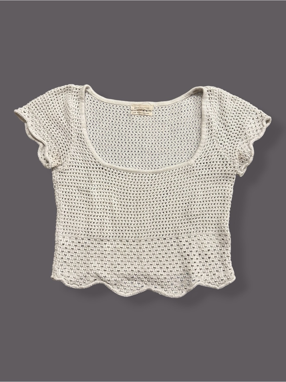 Urban Outfitters White Crochet Knit Square Neck Top